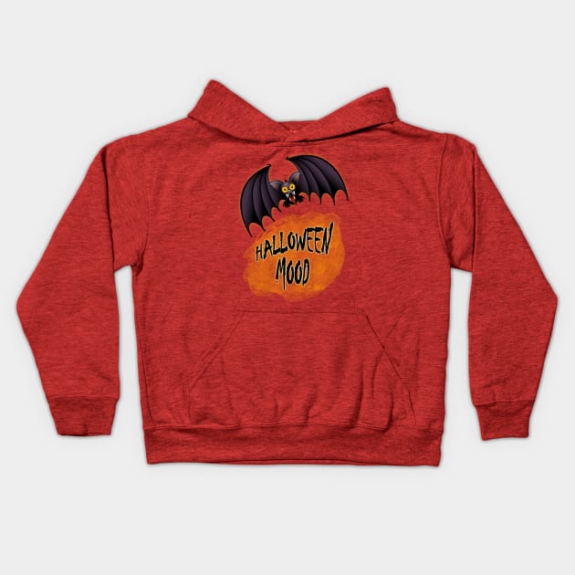 Halloween Mood Bat Cartoon Kids Hoodie by BluedarkArt